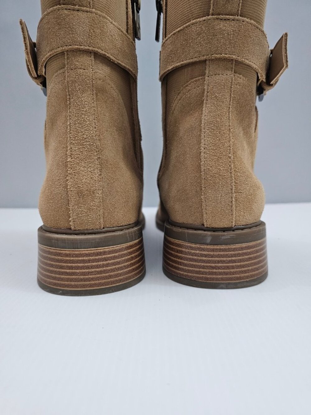 Donald Pliner Mathilda Moto Ankle Boot Womens 9.5 Camel Brown Suede Buckle Strap - Picture 9 of 15